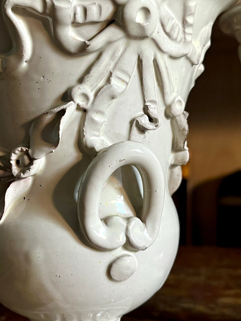 Italian White Glazed Urns