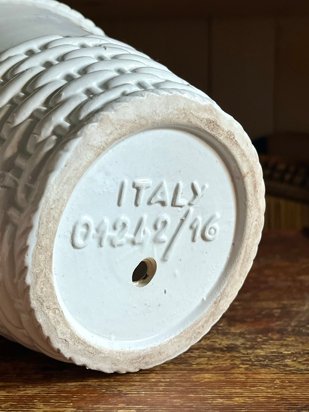 Italian Ceramic Basketweave Planter