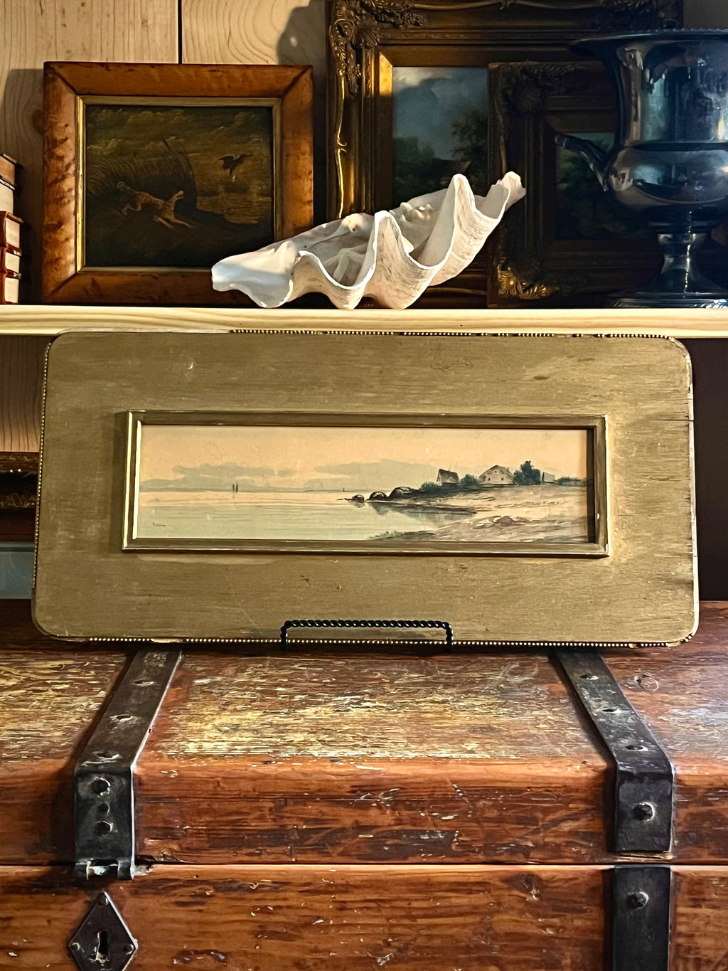 Antique Panoramic Coastal Watercolor