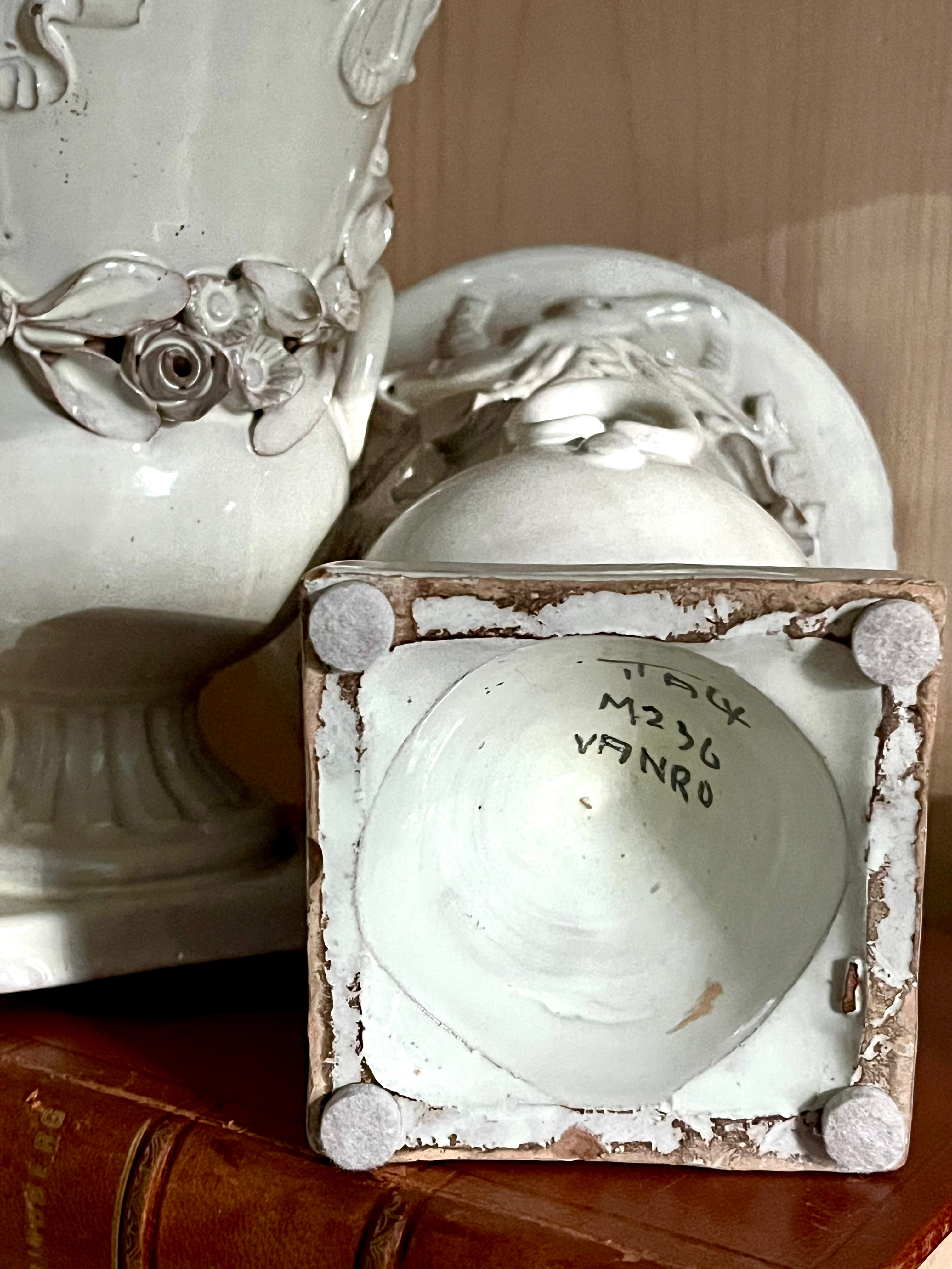 Italian White Glazed Urns