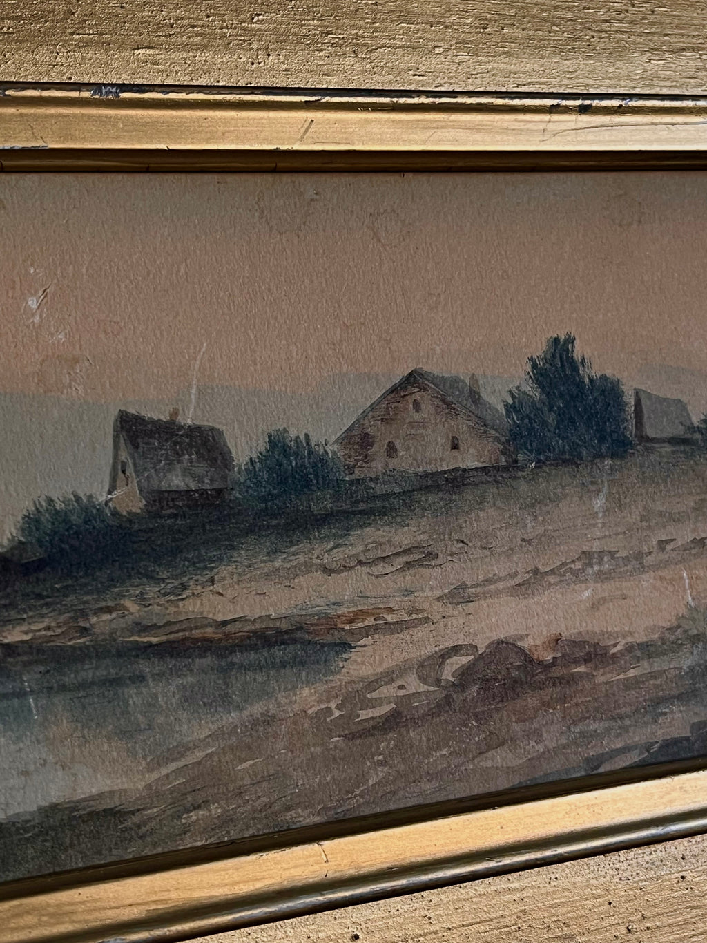 Antique Panoramic Coastal Watercolor
