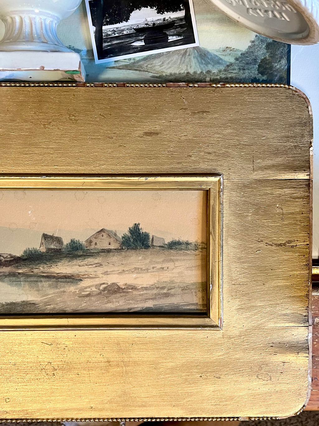 Antique Panoramic Coastal Watercolor