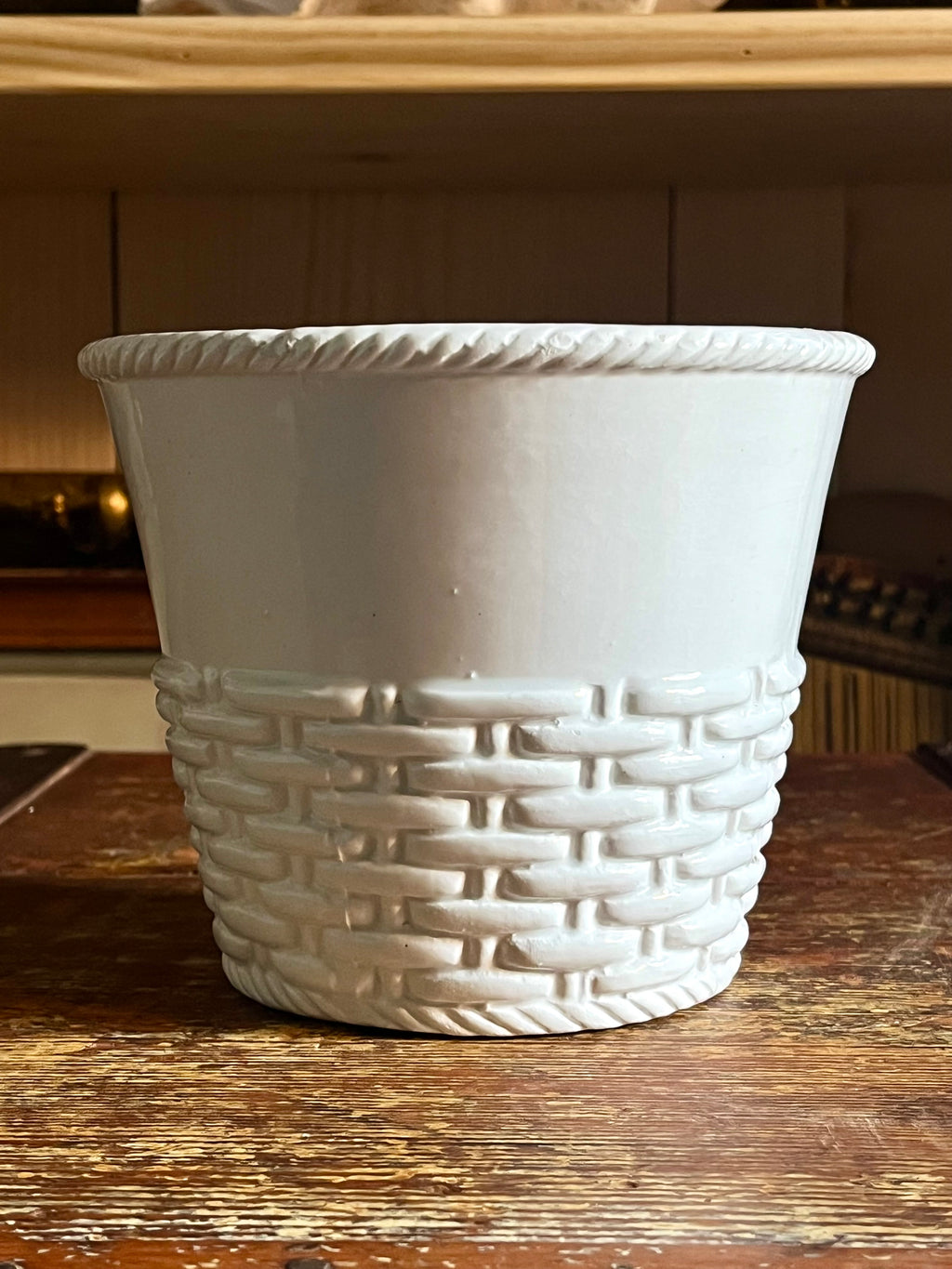 Italian Ceramic Basketweave Planter