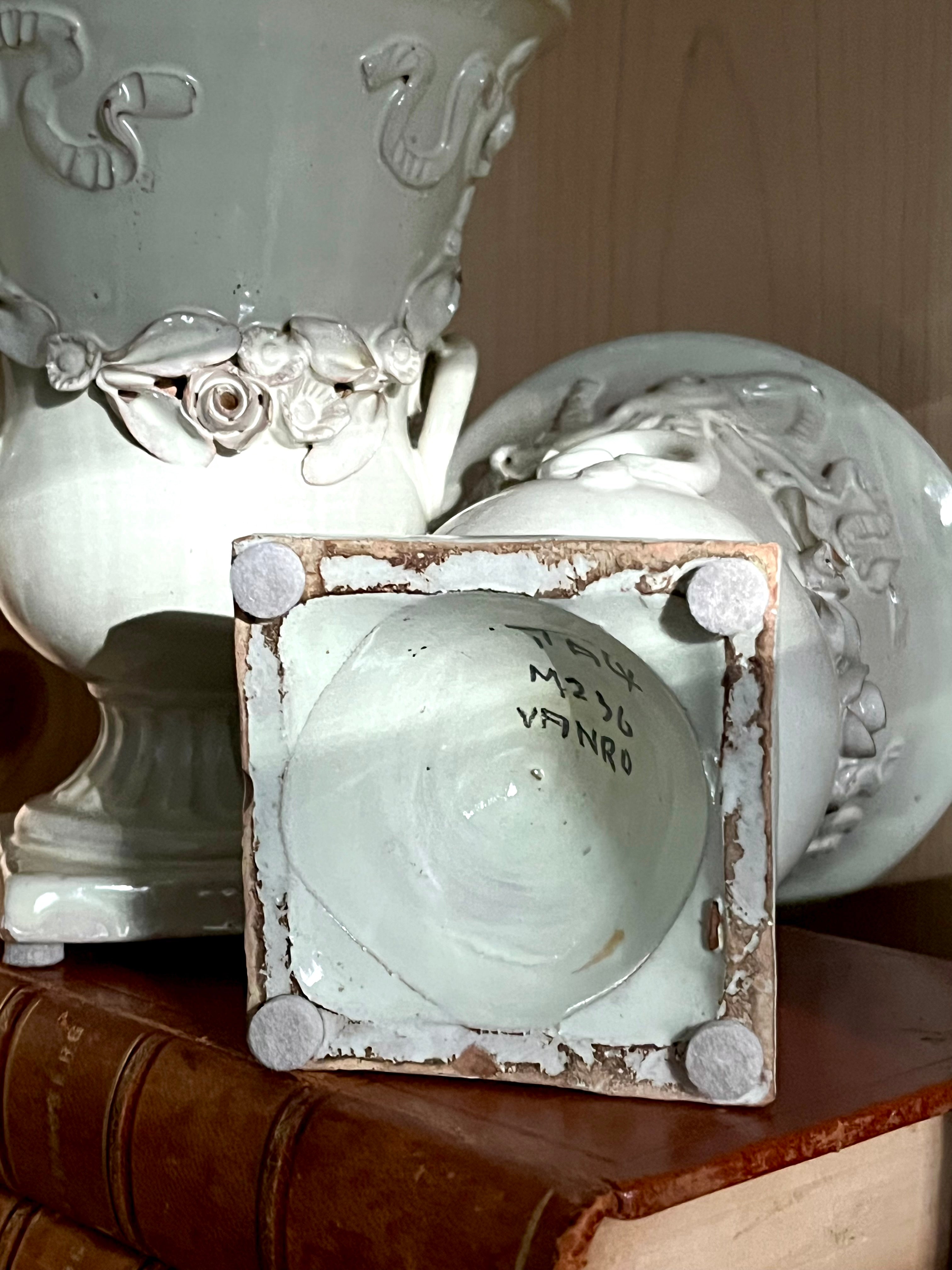 Italian White Glazed Urns