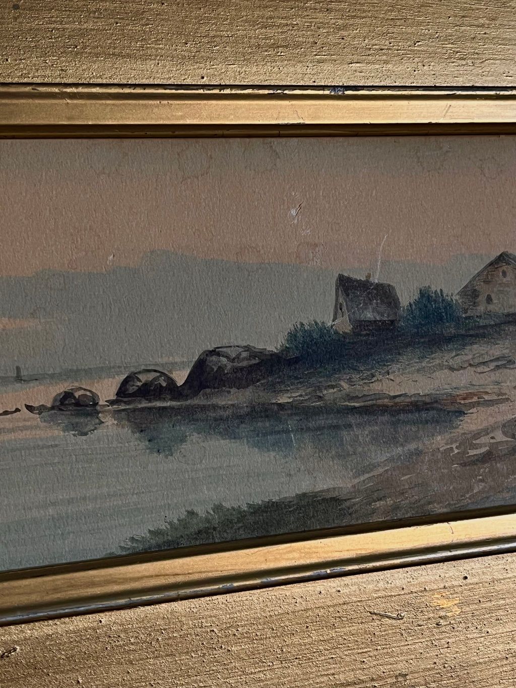 Antique Panoramic Coastal Watercolor