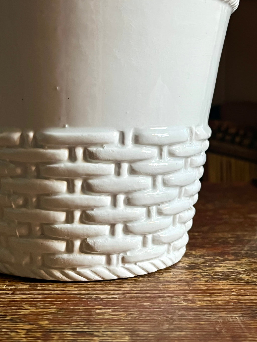 Italian Ceramic Basketweave Planter